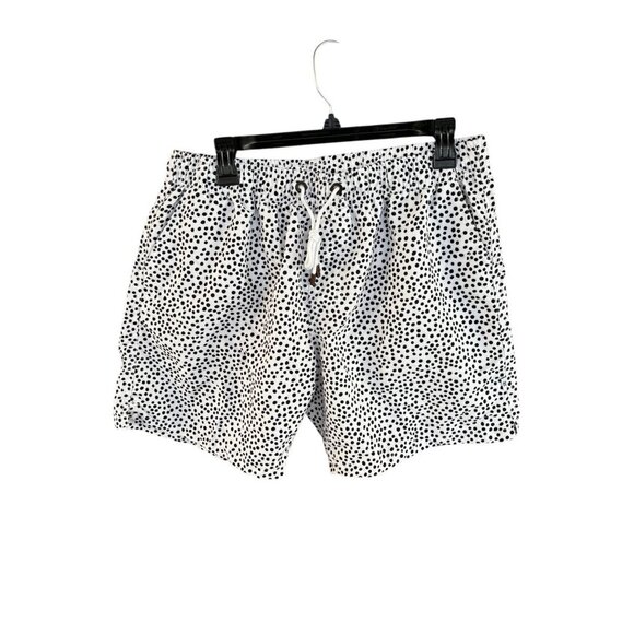 Mens BB Polka Dot Swim Shorts XL White & Black Elastic Waist With Drawstring - Picture 1 of 6